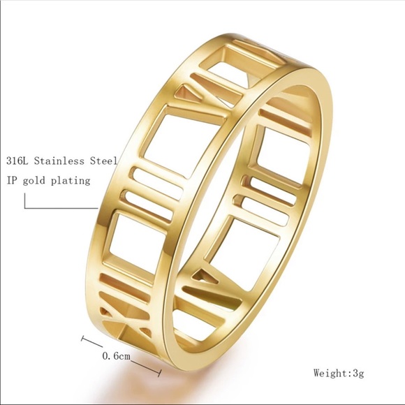 Roman Numeral Cut Out Ring in Rose, Gold & Silver - Picture 4 of 4